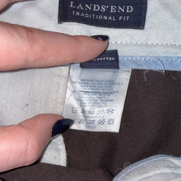 Lands' End | Men's Chocolate Dress Pants - Traditional Fit | Rolled Ankles - Picture 3 of 5